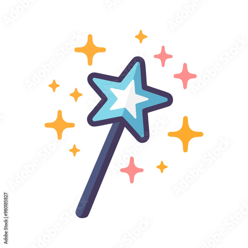 magic wand wizard magician vector illustration template design