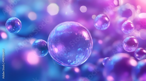 Wallpaper Mural A Large Iridescent Bubble Floating Over a Blurry Background of Blue and Purple Torontodigital.ca