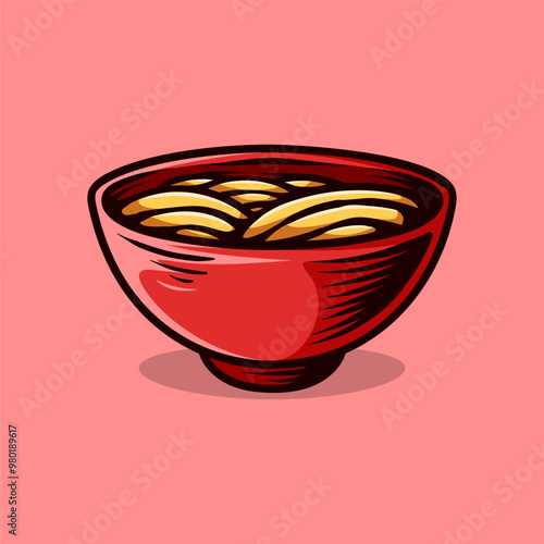 Vintage style colored hand draw of ramen udon black isolated design vector