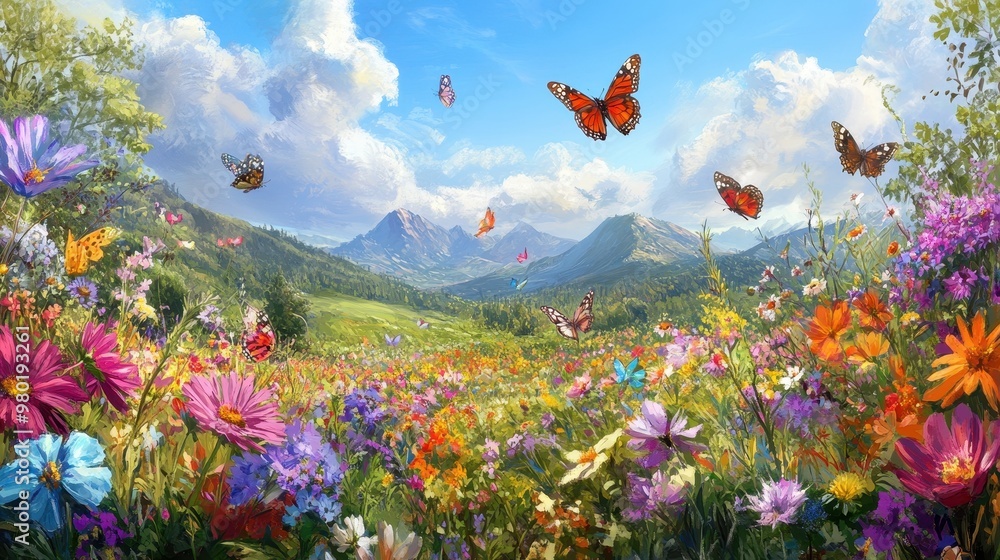 Butterflies Dancing in a Summer Meadow Butterflies Dancing in a Summer Meadow