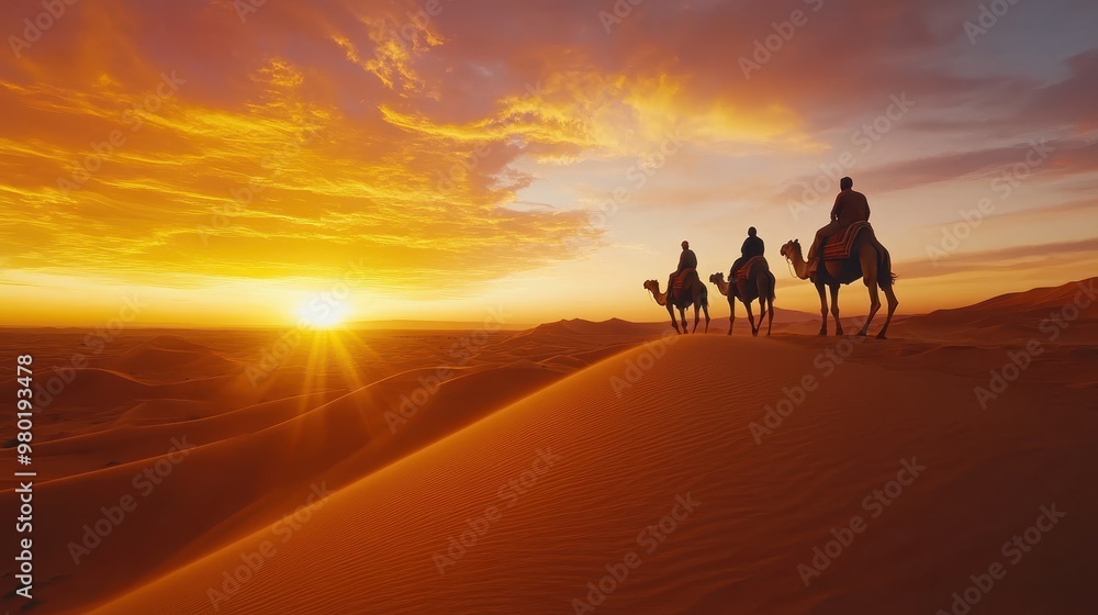 Camel Silhouette at Desert Sunset Camel Silhouette at Desert Sunset