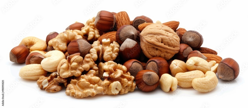Pile Of Nuts On A White Background Pile Of Nuts On A White Background