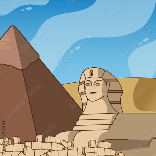 Modern Egyptian Pyramids Illustration
