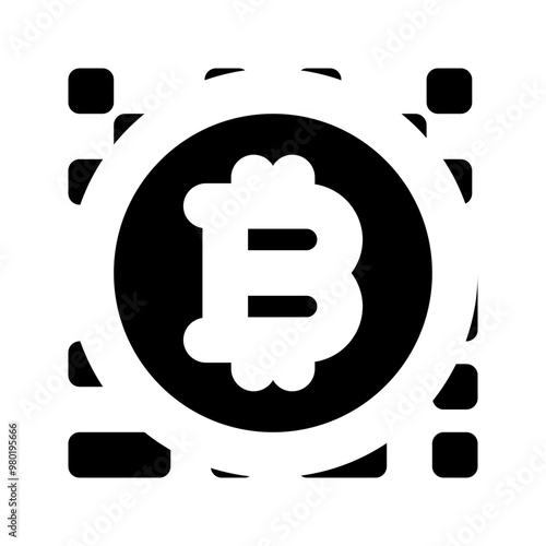 Bitcoin Qr Code Icon In Glyph Style. Simple Blockchain Symbol Vector Illustration — Pixel-perfect Icon