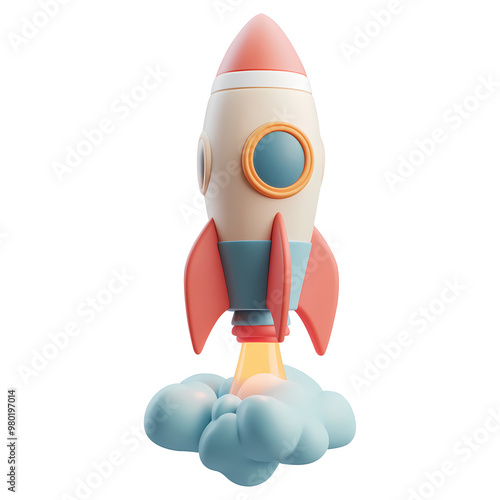 3d rocket isolated on white. Realistic 3d high quality isolated render