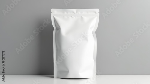 Pouch Packaging Mockup: White Flexible Bag for Food and Product Branding Design
