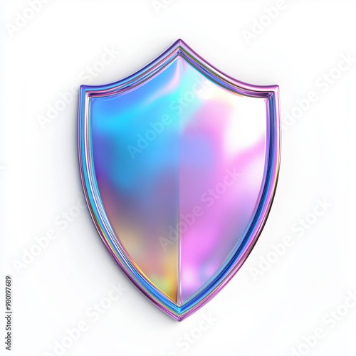 Iridescent shield symbolizing protection and security in modern design