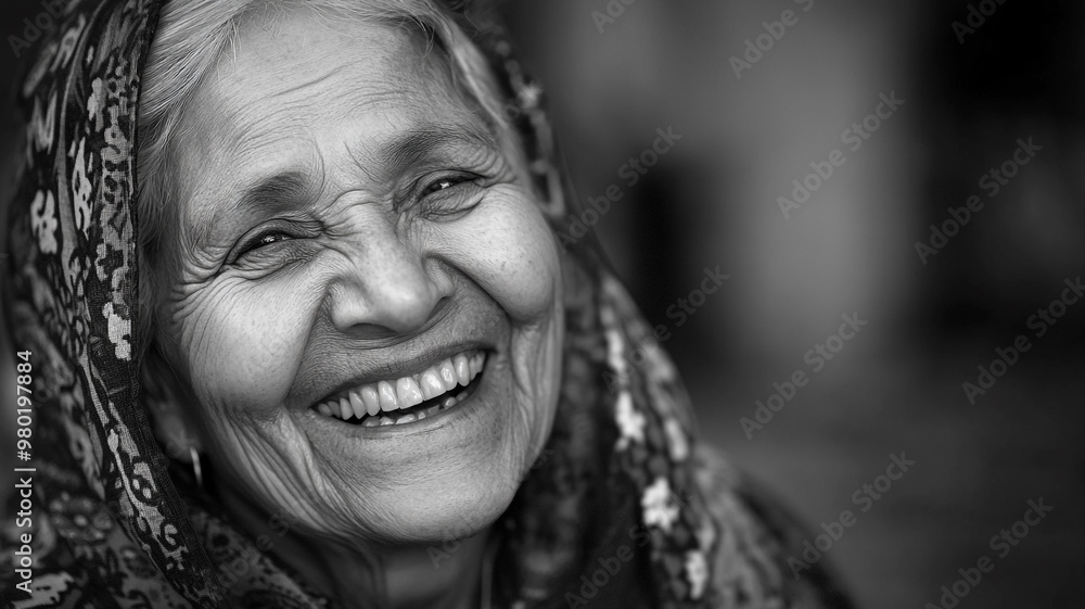 Celebrating World Smile Day with a joyful elder woman beaming in traditional attire outdoors Celebrating World Smile Day with a joyful elder woman beaming in traditional attire outdoors