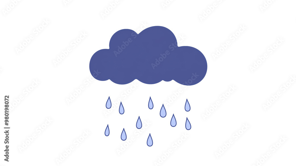 Obraz premium Minimalist cloud with raindrops symbolizing weather concepts and forecasting