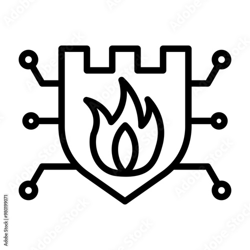 Cybersecurity Firewall Icon