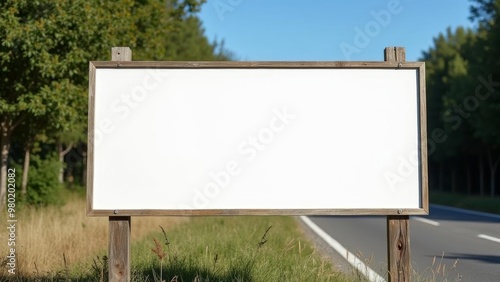 Roadside Billboard Mockup: Blank Outdoor Display for Advertising in Natural Setting