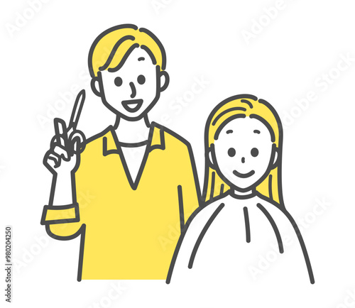 illustration of people in hair salon