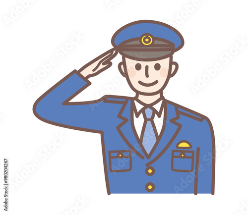 illustration of saluting police man