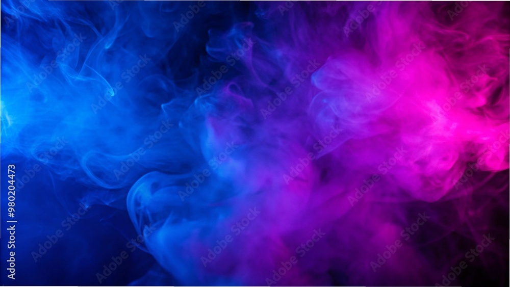 Obraz premium Colorful neon smoke swirls against a dark background, creating an abstract and vibrant visual effect.
