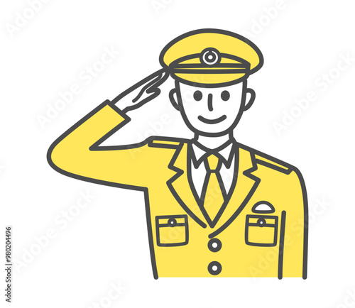 illustration of saluting police man