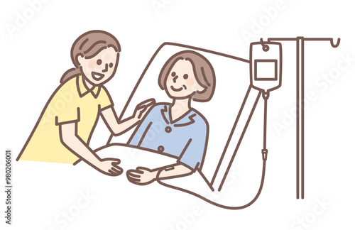 illustraion of woman on a drip