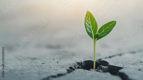 Thriving Against Adversity: Green Sprout Breaking Through Concrete in Search of Sunlight