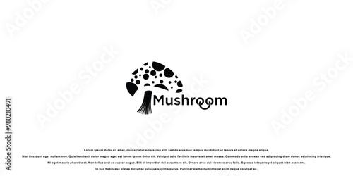Creative fresh mushroom logo design with unique concept premium vector