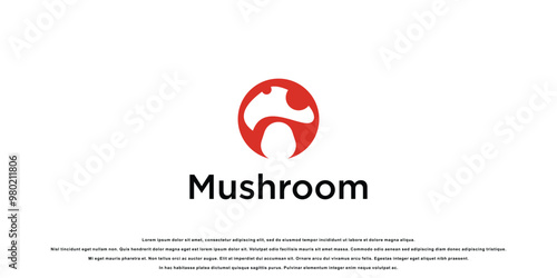 Creative fresh mushroom logo design with unique concept premium vector