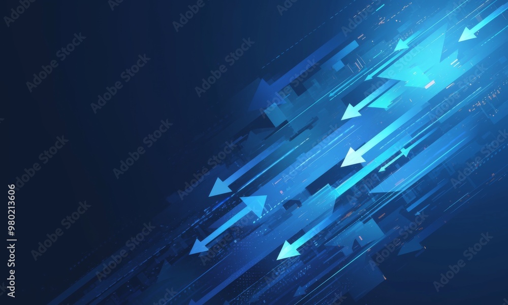 Glowing Upward Arrows on a Blue Background Representing Growth and Progress in Business and Personal Life, Emphasizing Success with a Digital Look Glowing Upward Arrows on a Blue Background Representing Growth and Progress in Business and Personal Life, Emphasizing Success with a Digital Look