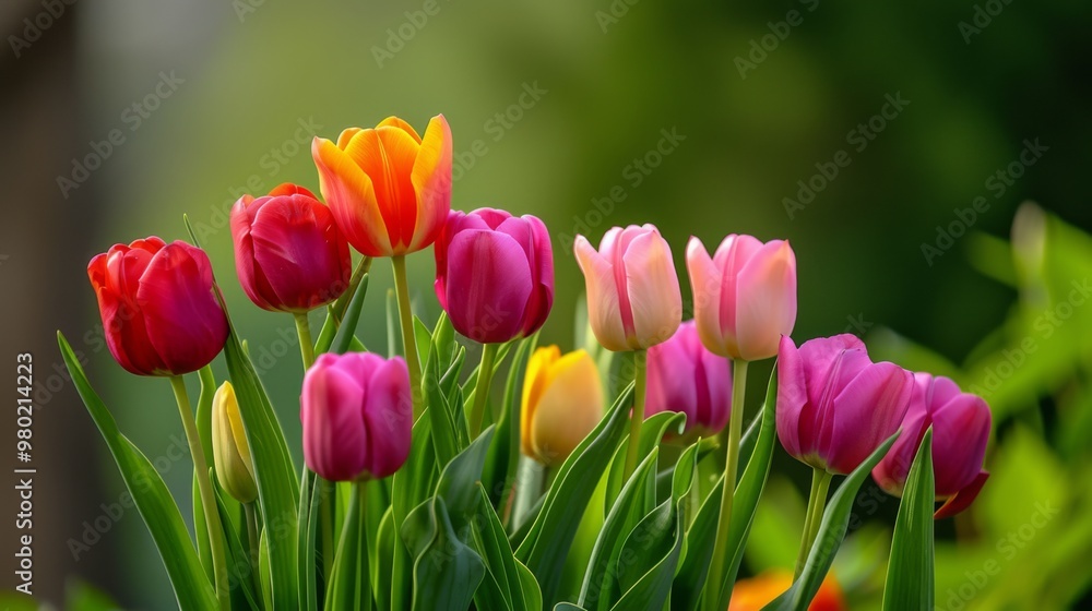 Fototapeta premium Vibrant Tulips in Full Bloom - Spring Flower Photography