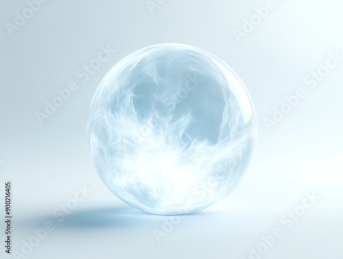 Wallpaper Mural A translucent ghost orb, isolated on a plain white background, radiating supernatural light Torontodigital.ca