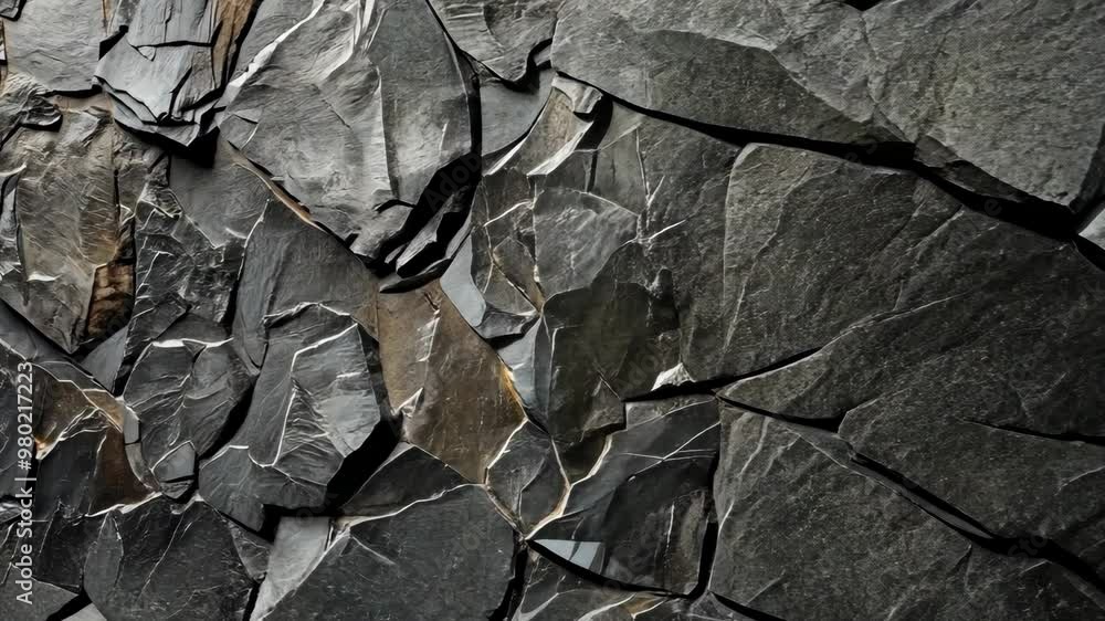 Textured slate rocks in natural setting highlighting various tones and patterns during daylight Textured slate rocks in natural setting highlighting various tones and patterns during daylight