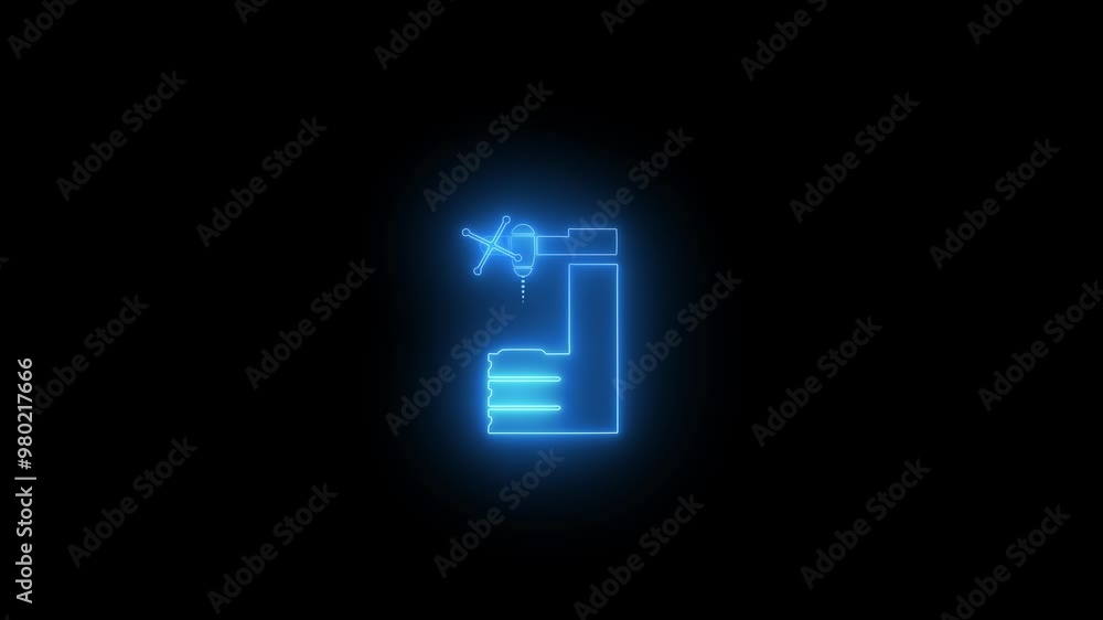 neon light pillar drill machine icon icon animation 4k video. neon light pillar drill machine icon icon animation 4k video.