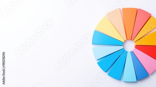 Circular infographic with multicolored sections on a white background, data breakdown, business insights, analysis tool