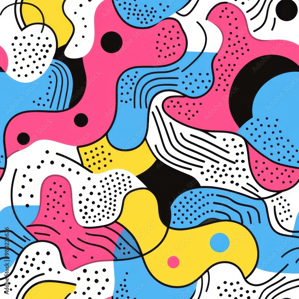 Dive into vibrant s style with bold fluor colors and dynamic graphic abstract forms. A retro visual treat Dive into vibrant s style with bold fluor colors and dynamic graphic abstract forms. A retro visual treat