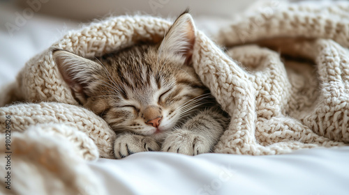 A kitten sleeping under a s...