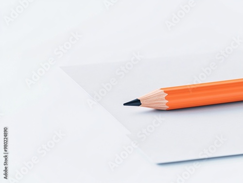 A pencil is on a white piece of paper