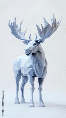 Stylized 3D moose, with sleek, modern lines and a contemporary digital aesthetic. photo