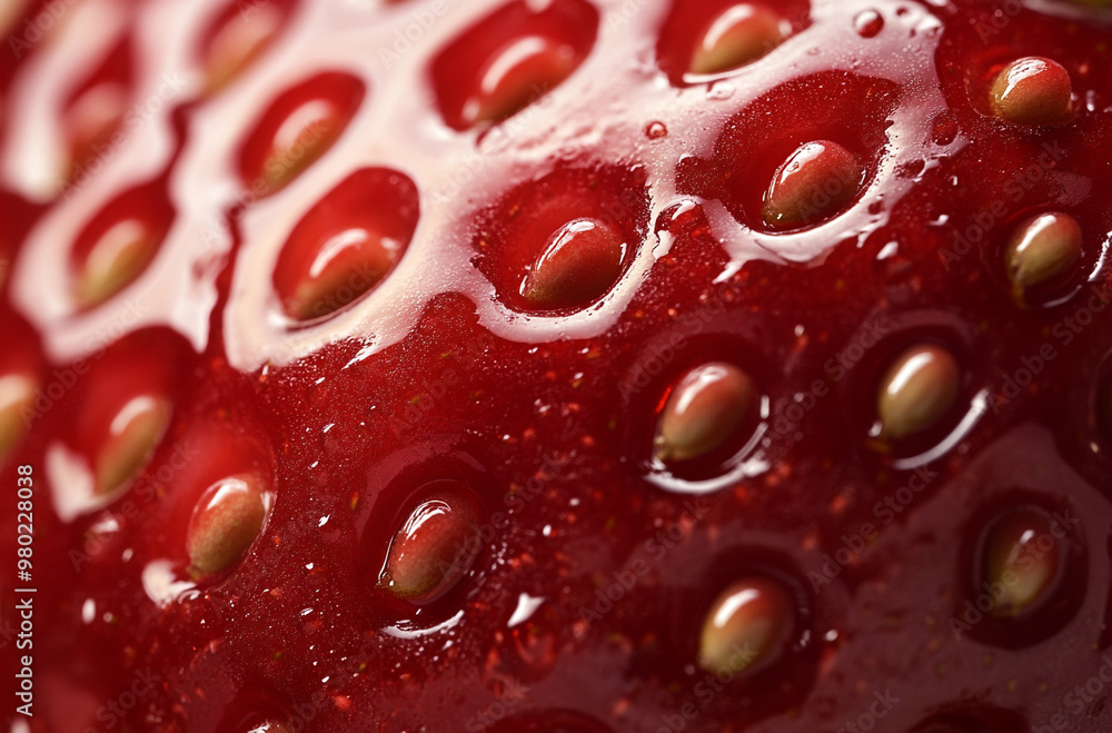 close-up shot of the juicy texture and vibrant red color of one single strawberry close-up shot of the juicy texture and vibrant red color of one single strawberry