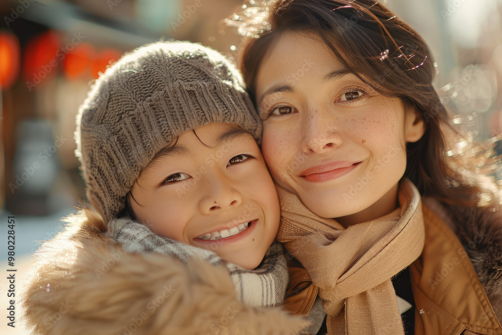 Obraz premium A photo of a mother and child together