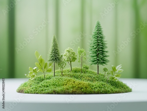 A small hill with a bunch of trees on it