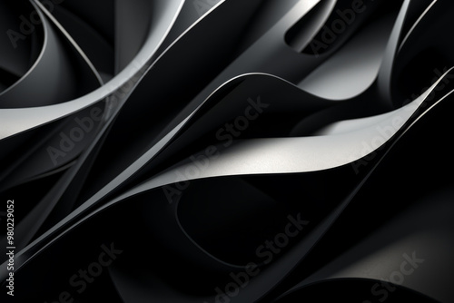 Abstract Wave Patterns in Soft White and Black - made with Generative AI