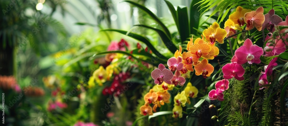 Orchid Farm Many Flowering Orchids Are Reaching The Flowering Season On The Farm There Are Ferns And Moss Orchid Farm Many Flowering Orchids Are Reaching The Flowering Season On The Farm There Are Ferns And Moss