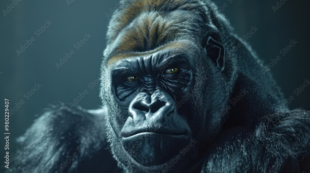 Obraz premium A close-up image of the face of a gorilla or monkey,