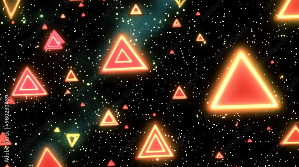 Glowing Neon Triangles In Abstract Space Background Glowing Neon Triangles In Abstract Space Background