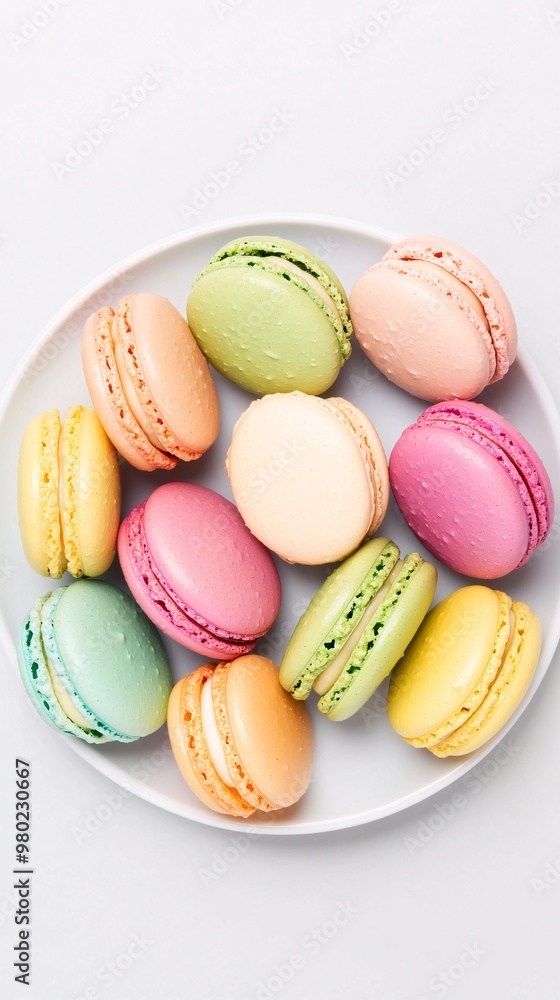 A plate of colorful macarons arranged in a circle A plate of colorful macarons arranged in a circle