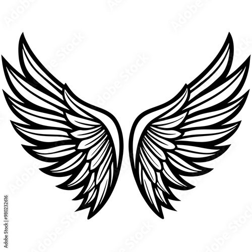 angel wings, cartoon angel wings collection set on a white background