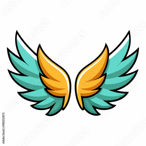 angel wings, cartoon angel wings collection set on a white background