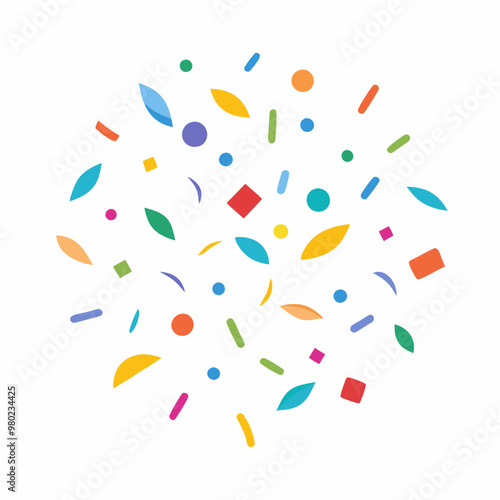 colorful confetti falling on a white background