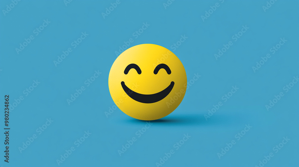 Celebrating World Smile Day with a vibrant yellow happy face on a bright blue background Celebrating World Smile Day with a vibrant yellow happy face on a bright blue background