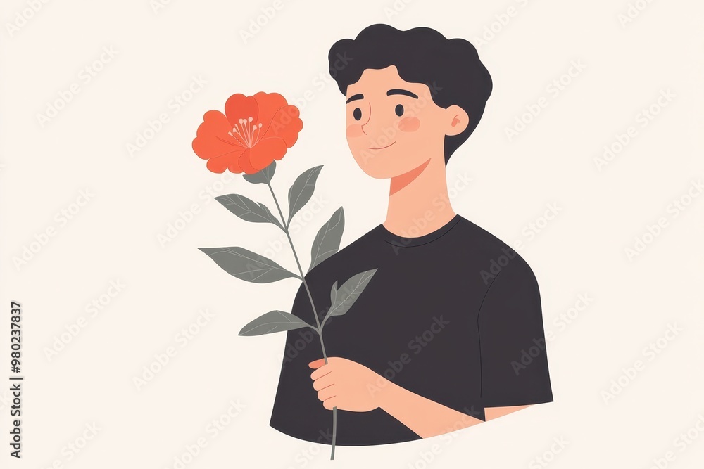 Fragile Minds: Teen Holding Delicate Flower Symbolizing Mental Health Awareness Fragile Minds: Teen Holding Delicate Flower Symbolizing Mental Health Awareness