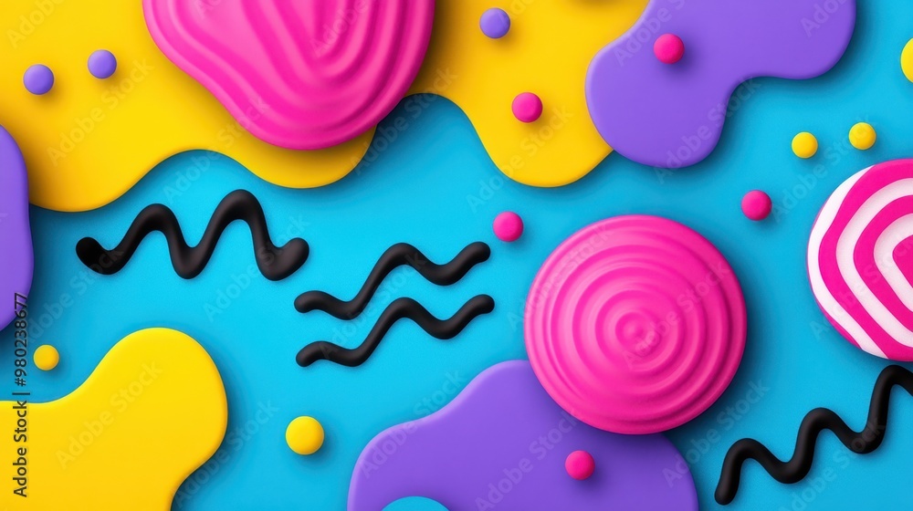 Vibrant Abstract 3D Shapes and Fluid Geometric Patterns in Bright Colorful Digital Composition Vibrant Abstract 3D Shapes and Fluid Geometric Patterns in Bright Colorful Digital Composition