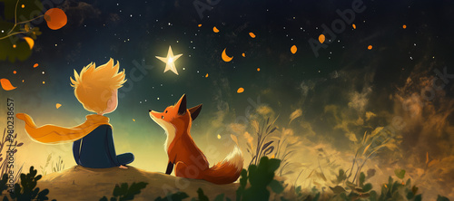 아름다운 마음을 가진 어린 왕자, 그리고 여우와 장미 일러스트