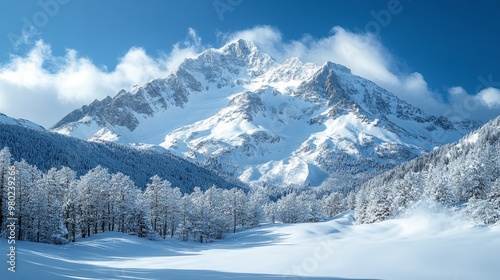 Wallpaper Mural Snow-capped mountains under a clear blue sky, winter weather, cold and majestic, medium angle shot Torontodigital.ca