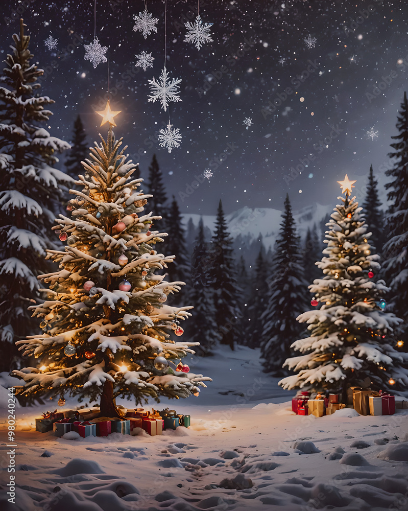 christmas tree with snow christmas tree with snow